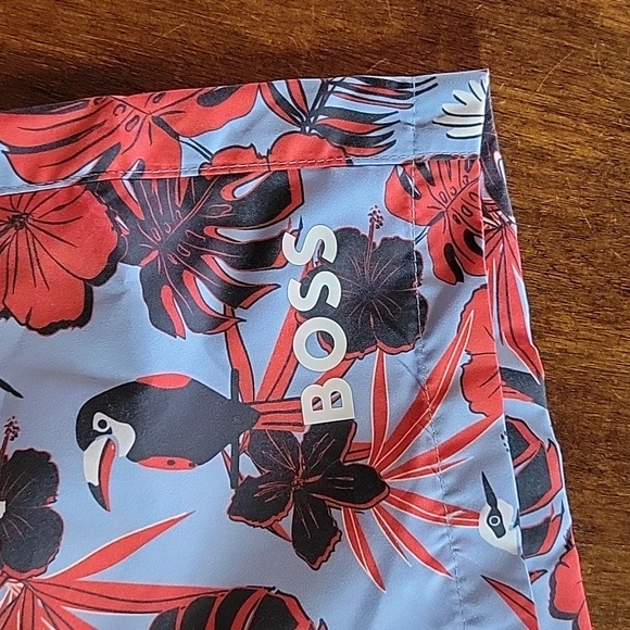 NWT Hugo BOSS Men's Piranha Swim Trunk Shorts Open Blue Medium M